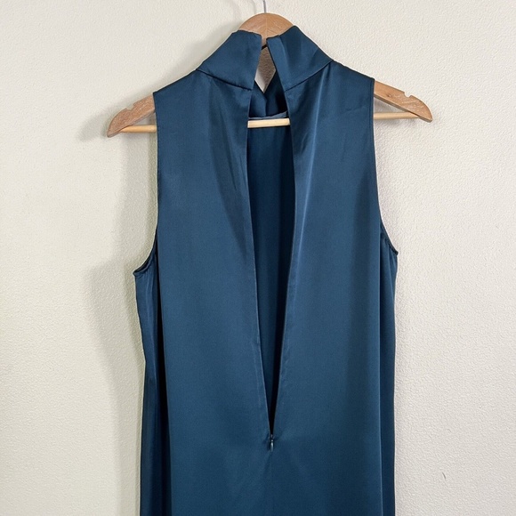 GWYN Nneoma Turtleneck Satin Maxi Dress in Marine Green - Picture 10 of 11